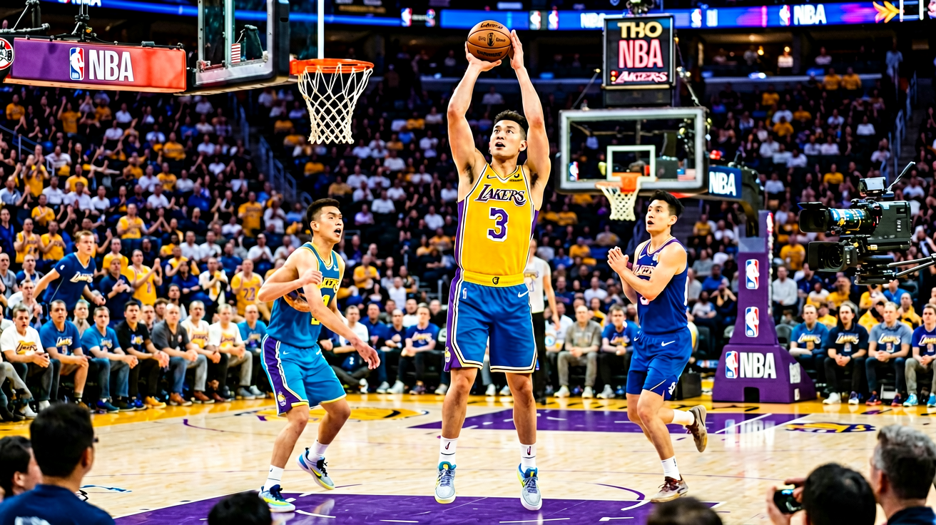 NBA季后赛湖人对阵勇士的激烈比赛现场